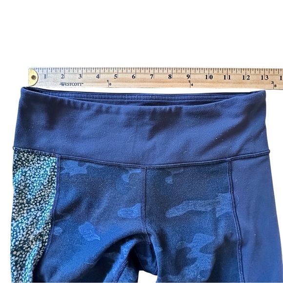 LULULEMON WUNDER UNDER Sashiko Inkwell Blue camouflage leggings 6 artsy indie - Picture 10 of 11